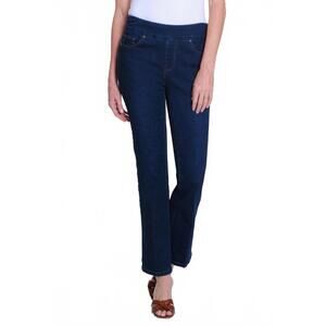 NEW MULTIPLES pull-on flare leg jeans with real front & back pockets in midnight